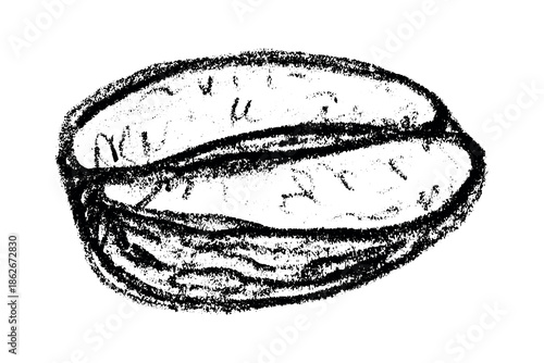 Hand drawn fresh roasted coffee bean Arabica robusta seed doodle Single element for print, web, design, decor