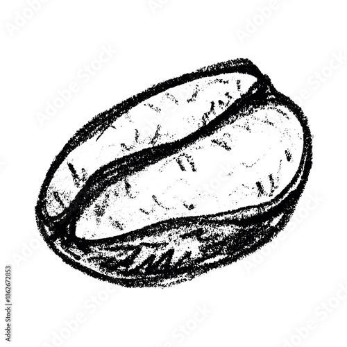 Hand drawn fresh roasted coffee bean Arabica robusta seed doodle Single element for print, web, design, decor