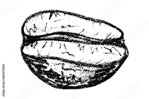 Hand drawn fresh roasted coffee bean Arabica robusta seed doodle Single element for print, web, design, decor