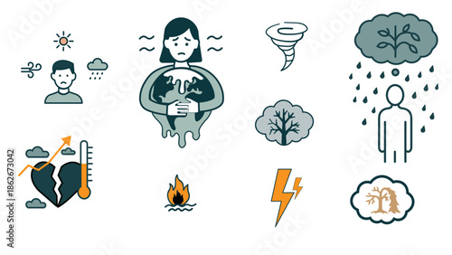 weather icon for global warming  and climate change minimal design illustration