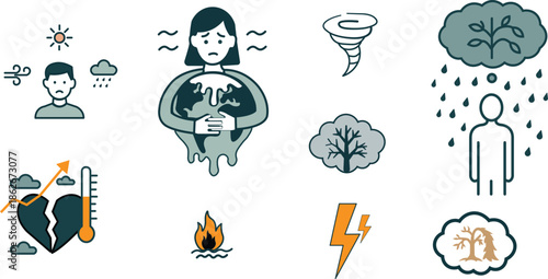 weather icon for global warming  and climate change minimal design illustration
