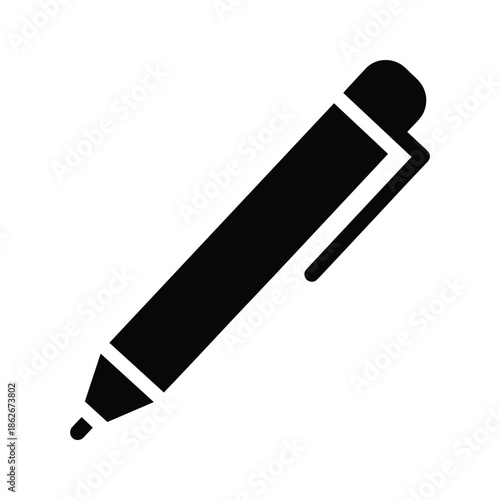 Black pen with clip Vector