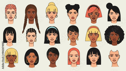 Diverse Women Faces - A Collection of Unique Portraits.