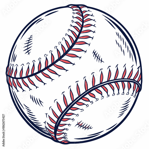 Classic Baseball Graphic Isolated on White Background