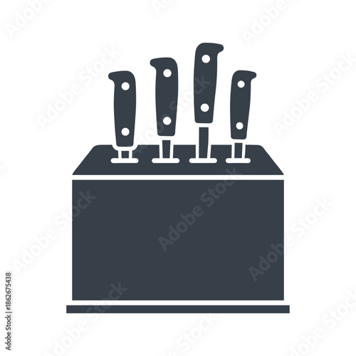 Four knives in a block Vector