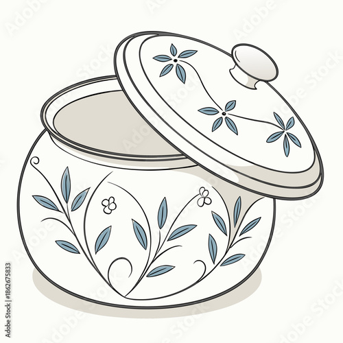 Ceramic Sugar Pot with Lid Vector Graphic