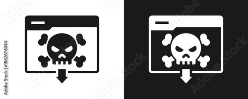 Piracy Icon Set Glyph In White And Black Background