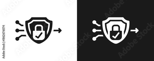 Siem Icon Set Glyph In White And Black Background