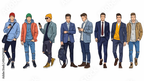 Diverse Mens Fashion Styles - A Collection of Modern Outfits.