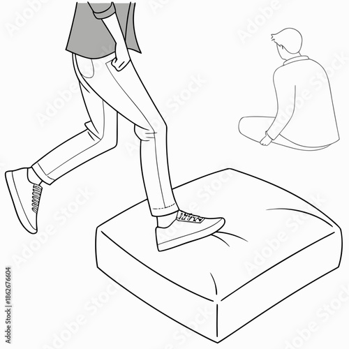 Minimalist Sofa Pillow Square Illustration