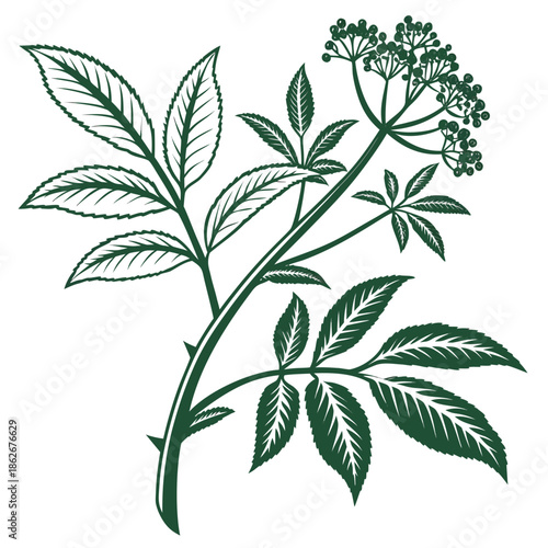 Flat Green Potted Plant Vector Icon