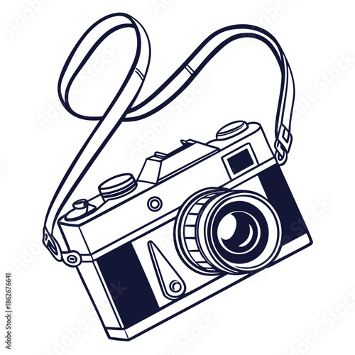 Flat Minimalist Digital Camera Vector Icon