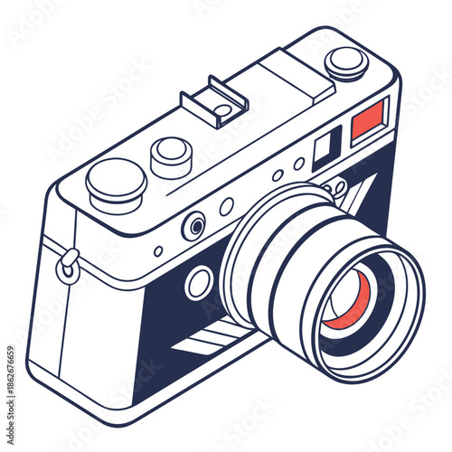 Professional Camera Symbol Flat Illustration