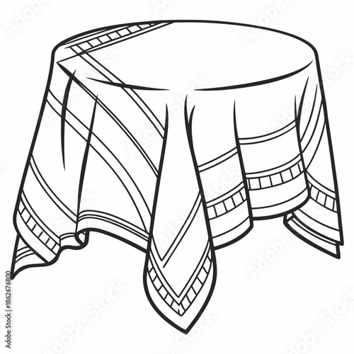 Folded White Tablecloth with Realistic Fabric Texture