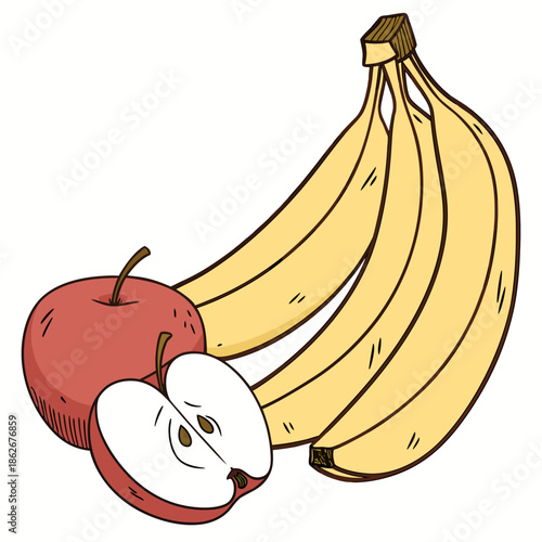 Fresh Red Apple Illustration on White Background