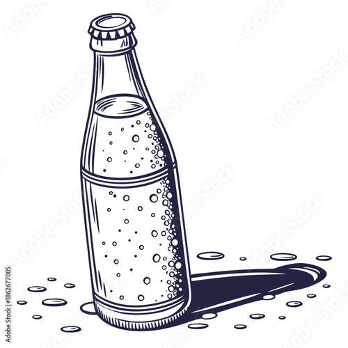 Transparent Glass Bottle with Fresh Condensation Vector