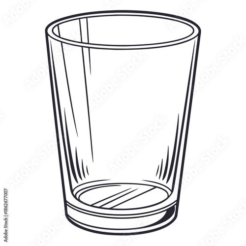 Modern Empty Glass Drinking Cup Vector Graphic