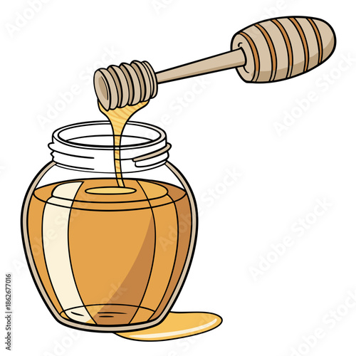 Empty Glass Honey Jar Without Label Vector Illustration