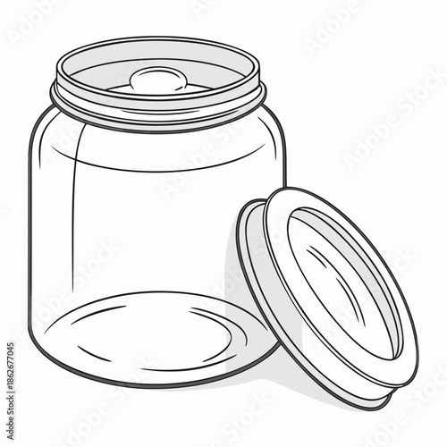 Empty Glass Storage Jar with Lid Vector Illustration