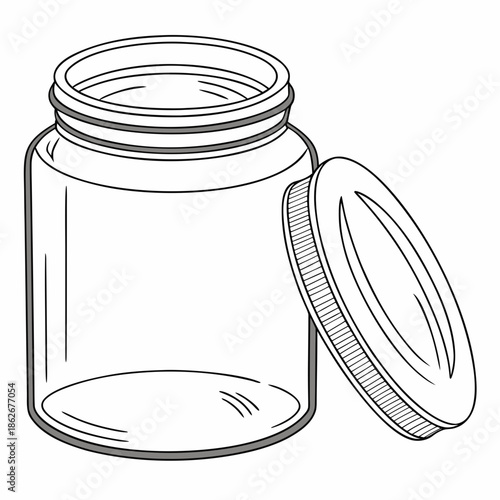 Empty Glass Jar with Lid Vector Illustration