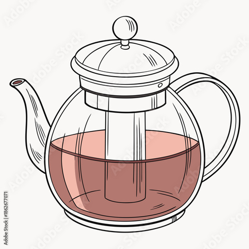Modern Glass Teapot Illustration