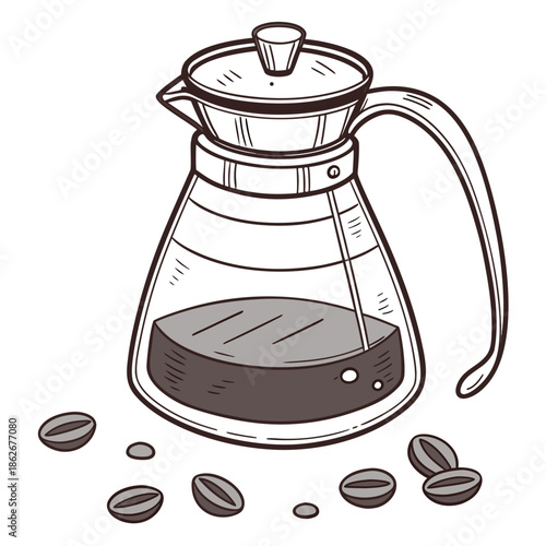 Glass Teapot with Metal Handle Vector