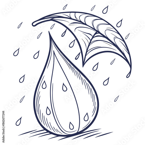 Minimalist Water Drop Hand Drawn Vector Outline