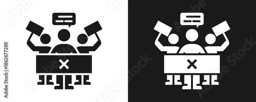 Labor Strike Icon Set Glyph In White And Black Background