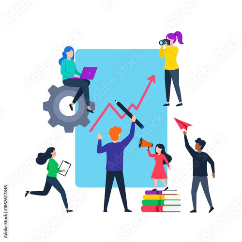 Teamwork and Collaboration with Business Growth Elements.