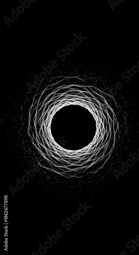 Abstract visual representation of a featureless void stretched and pulled into an uneven, warped surface, signifying corrupted data ,uneven ,monochrome ,corruption