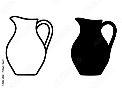 Jug illustration icon, outline and silhouette