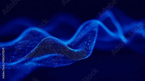 futuristic technology concept with dynamic blue light trails and shimmering particles symbolizing data transmission