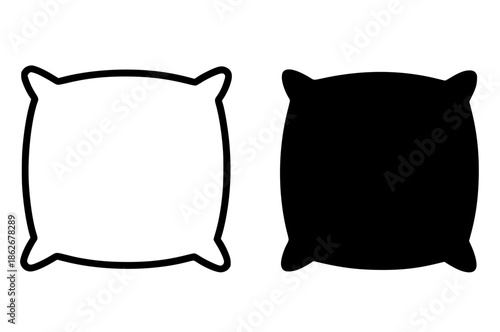 Pillow illustration icon, outline and silhouette