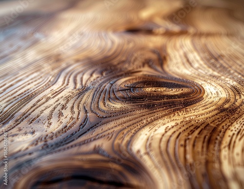 Extreme macro close-up shot of a natural wooden surface with intricate grain patterns and texture