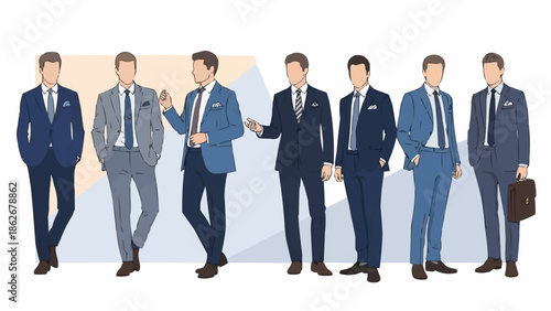 Diverse men in suits showcase professional attire and style.