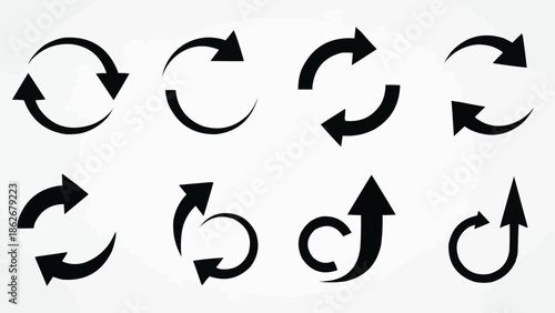 Set of Circular Arrows - Directional Icons for Navigation and Flow.