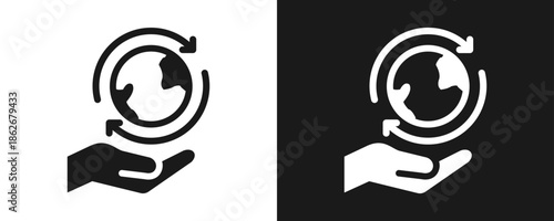 Sustainability Icon Set Glyph In White And Black Background
