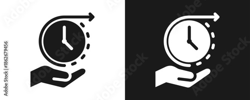 Long Term Icon Set Glyph In White And Black Background