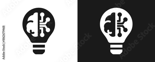 Machine Learning Icon Set Glyph In White And Black Background