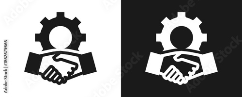 Partnership Icon Set Glyph In White And Black Background