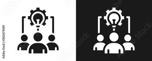 Collaborative Icon Set Glyph In White And Black Background