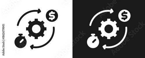 Efficiency Icon Set Glyph In White And Black Background