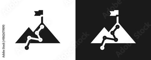 Mission Icon Set Glyph In White And Black Background