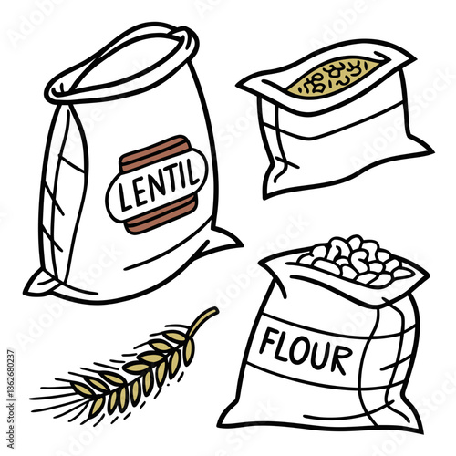 Collection of food staples