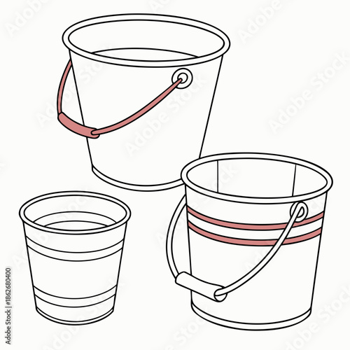 Three buckets of varying sizes