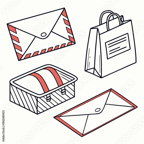 Collection of mailing and shopping items