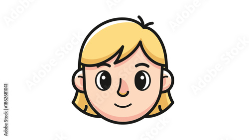 Cartoon girl with blonde hair and a friendly expression.