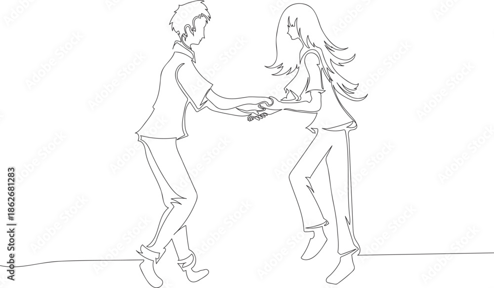 Fototapeta premium Continuous One Line Drawing of a Couple Dancing Together, Love and Romance Concept eps10