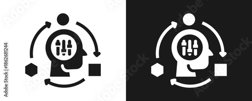 Adaptability Icon Set Glyph In White And Black Background