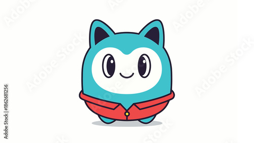 Cute cartoon character with blue fur and red jacket illustration.